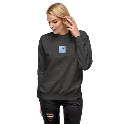 Cosmos Flower Botanical Art – Unisex Premium Sweatshirt, Charcoal Heather, Front View