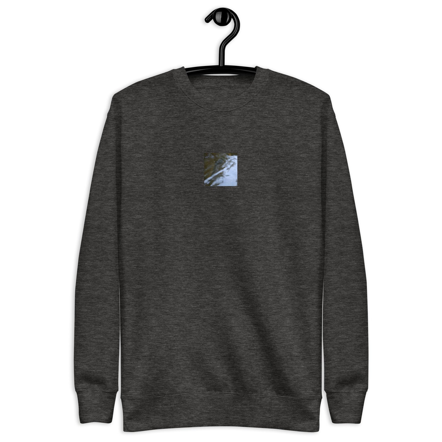 River Surface Botanical Art – Unisex Premium Sweatshirt, Charcoal Heather, Front View