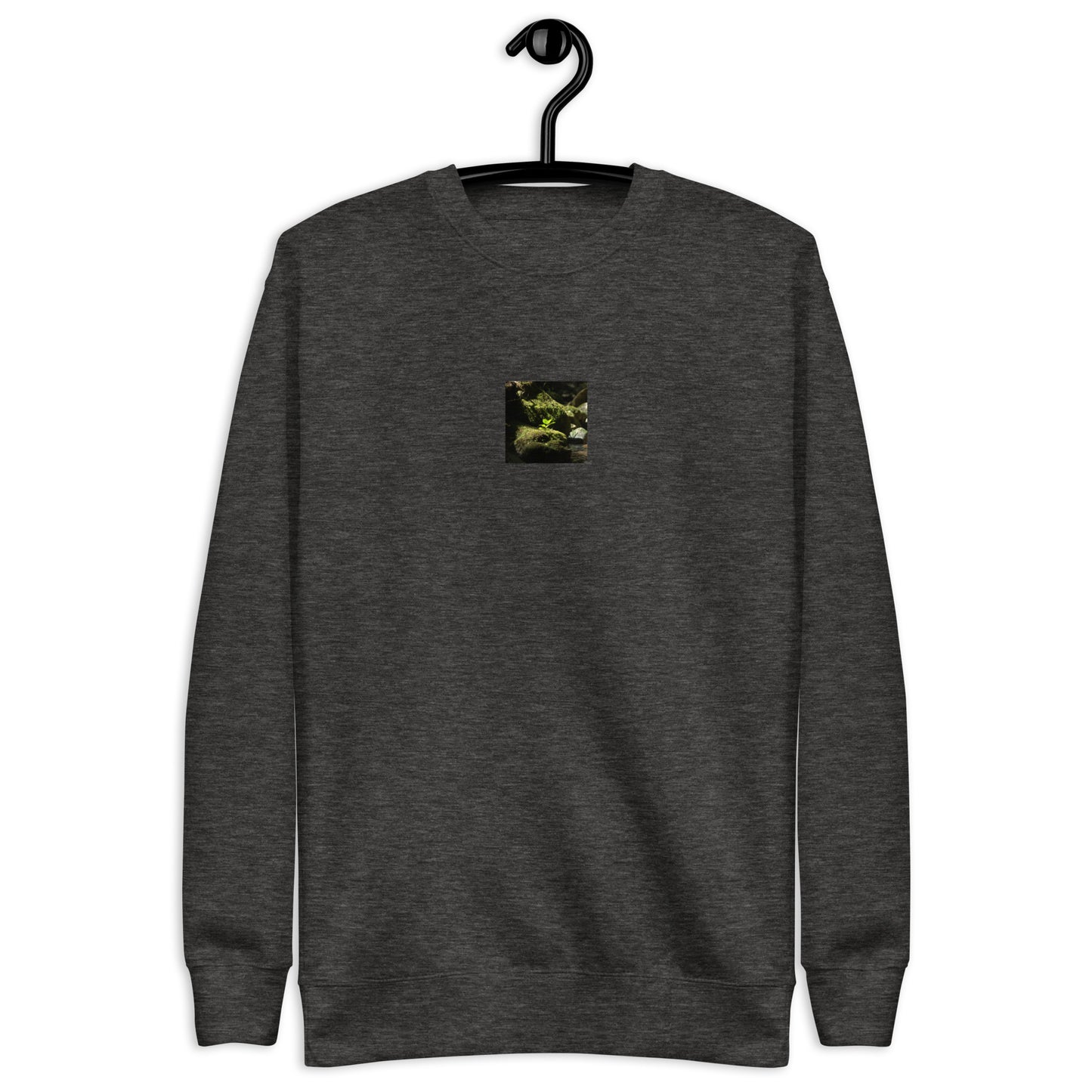 Plant on a Rock Art – Unisex Premium Sweatshirt, Charcoal Heather, Front View