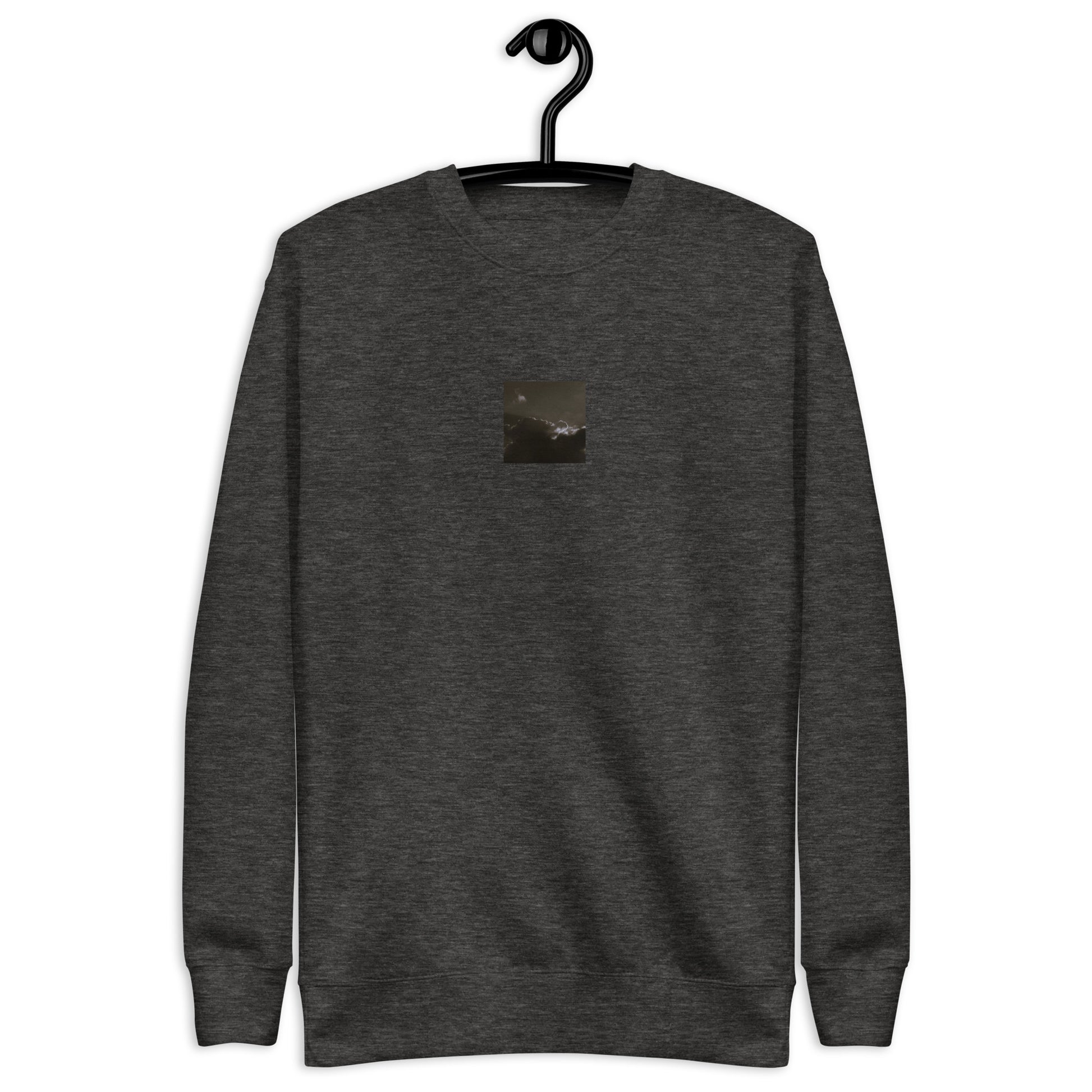 Light Rays through Clouds (B&W) - Unisex Premium Sweatshirt, Charcoal Heather, Front View