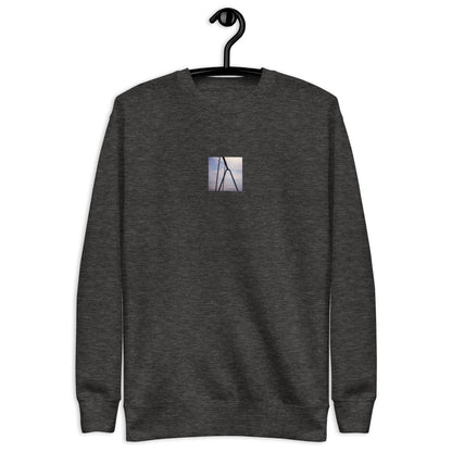 【Charcoal Heather】
Minimalist mode street style oversized charcoal heather unisex premium sweatshirt with a playground swing photo print on the front / モードストリート系オーバーサイズスウェット（チャコールヘザー）、フロントに公園のブランコの写真プリント