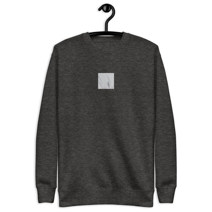 Minimalist mode style unisex premium charcoal heather sweatshirt with a 'Foxtail Grass' print / モードストリート系ユニセックス・プレミアムスウェット（チャコールヘザー）、フロントに「Foxtail Grass（エノコログサ）」のプリント（スウェット）