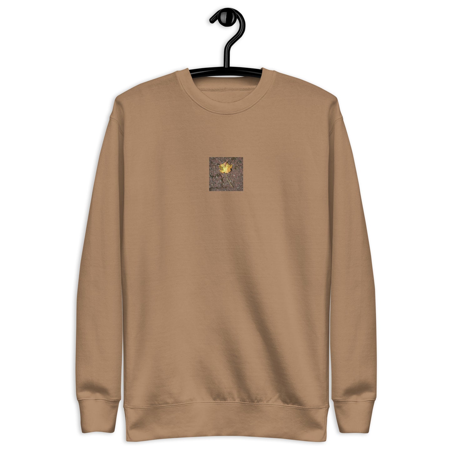 Maple Leaf Botanical Art – Unisex Premium Sweatshirt, Latte, Front View
