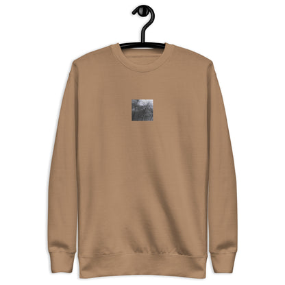 Silver Grass Cluster Botanical B&W Art – Unisex Premium Sweatshirt, Latte, Front View