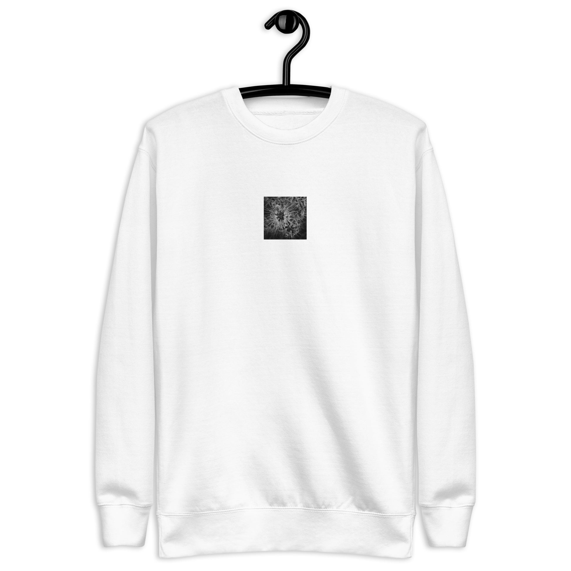 Red Spider Lily B&W Art – Unisex Premium Sweatshirt, White, Front View