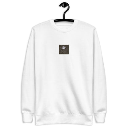 Maple Leaf Botanical B&W Art – Unisex Premium Sweatshirt, White, Front View
