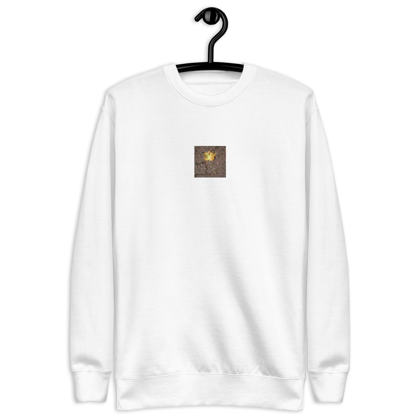 Maple Leaf Botanical Art – Unisex Premium Sweatshirt, White, Front View