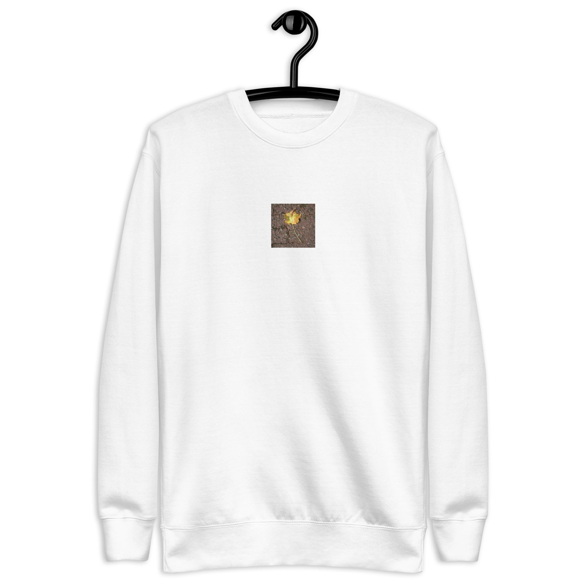 Maple Leaf Botanical Art – Unisex Premium Sweatshirt, White, Front View