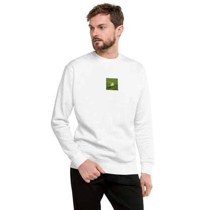Yellow Fallen Leaf Botanical Art – Unisex Premium Sweatshirt, White, Front View
