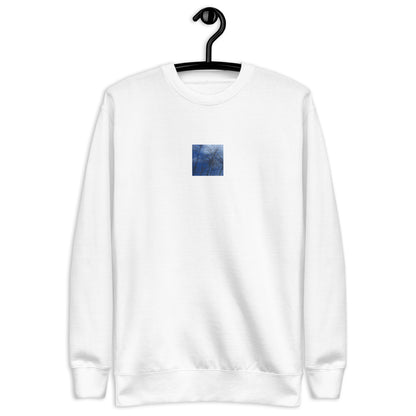 Silver Grass Cluster Botanical Art – Unisex Premium Sweatshirt, White, Front View