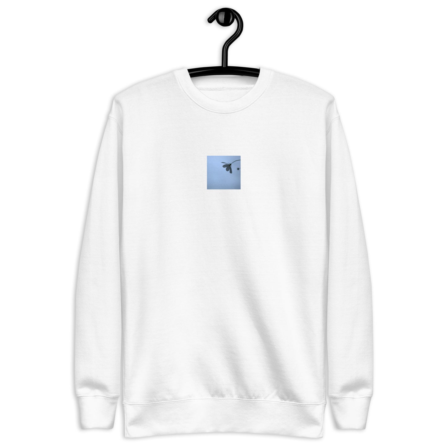 Cosmos Flower Botanical Art – Unisex Premium Sweatshirt, White, Front View
