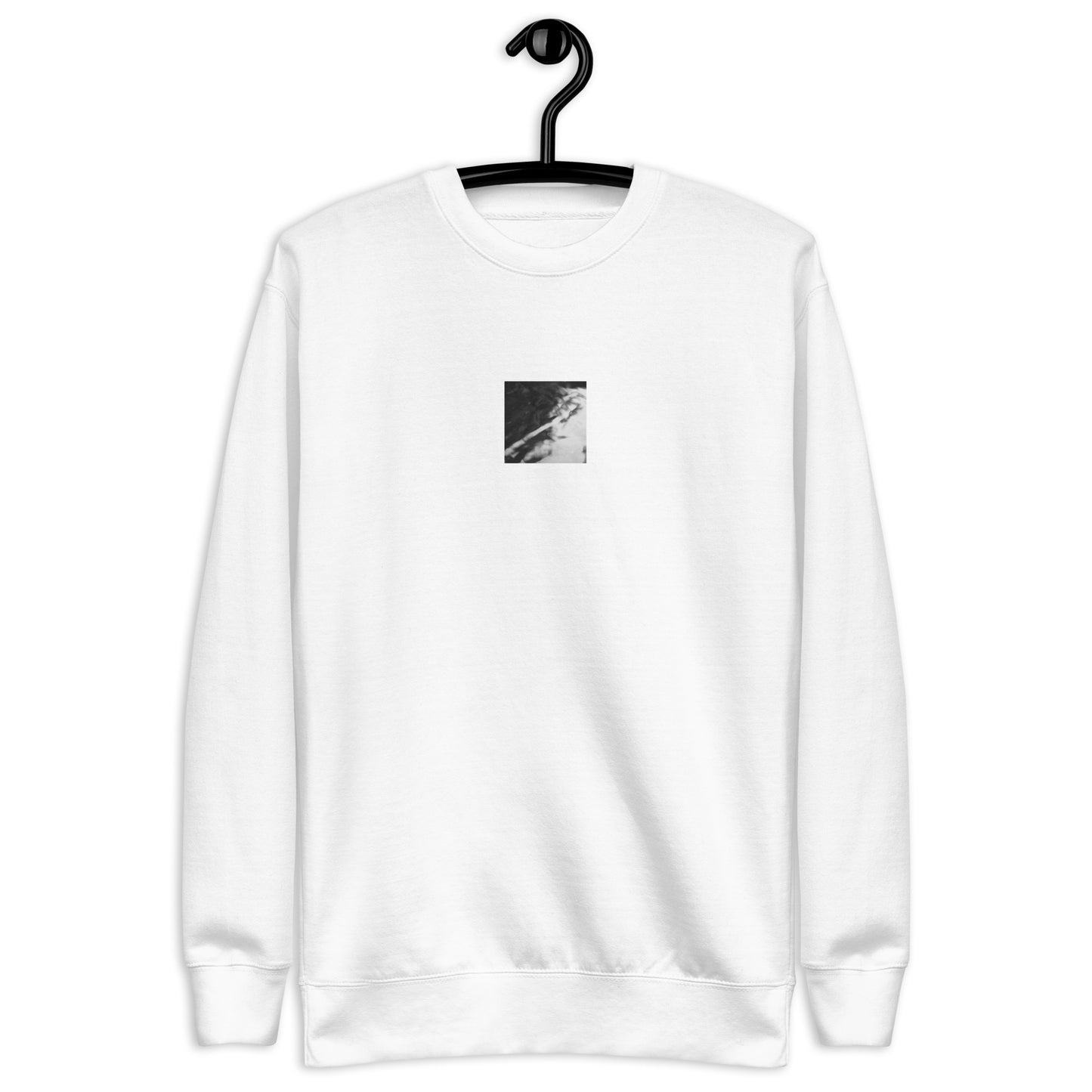 River Surface Botanical B&W Art – Unisex Premium Sweatshirt, White, Front View