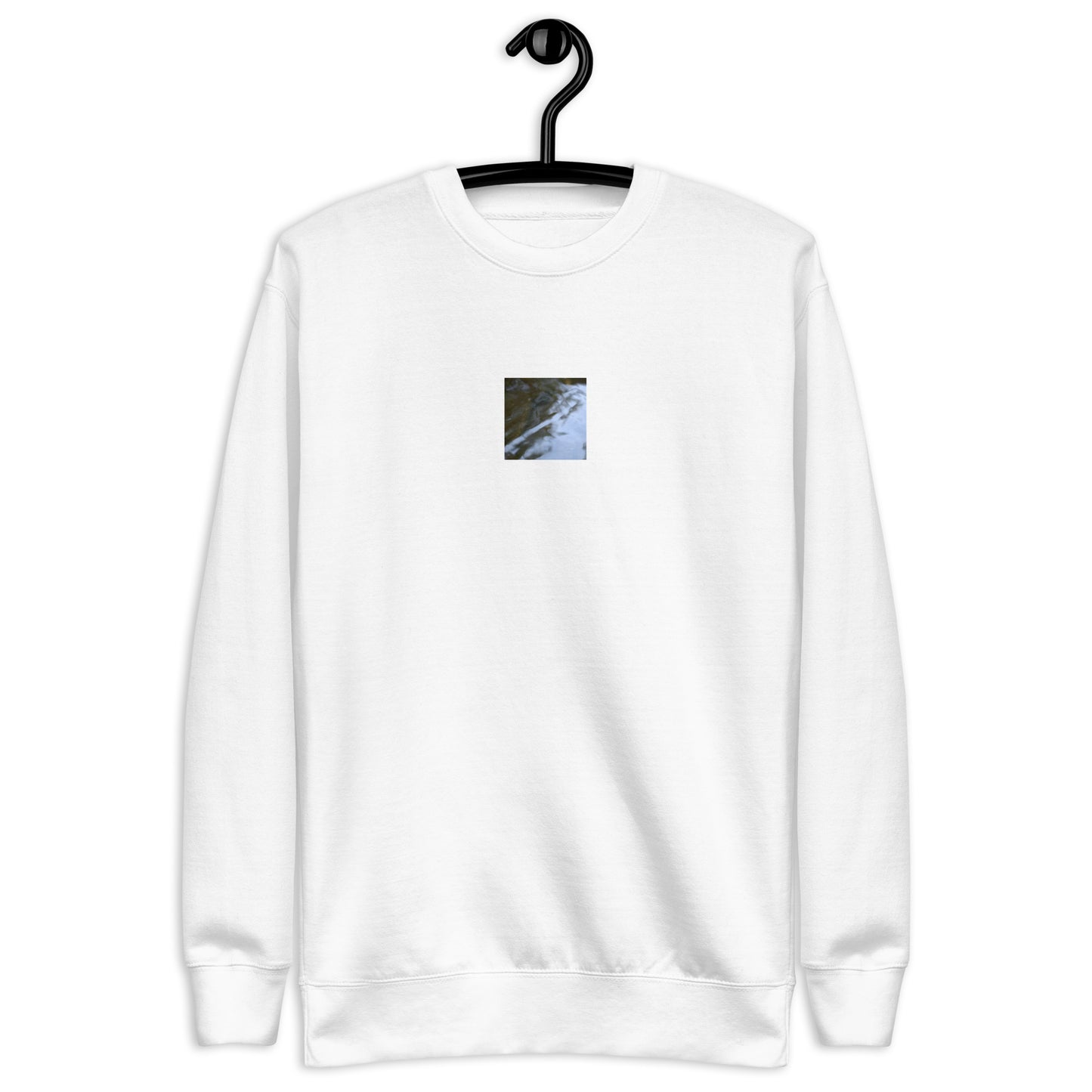 River Surface Botanical Art – Unisex Premium Sweatshirt, White, Front View