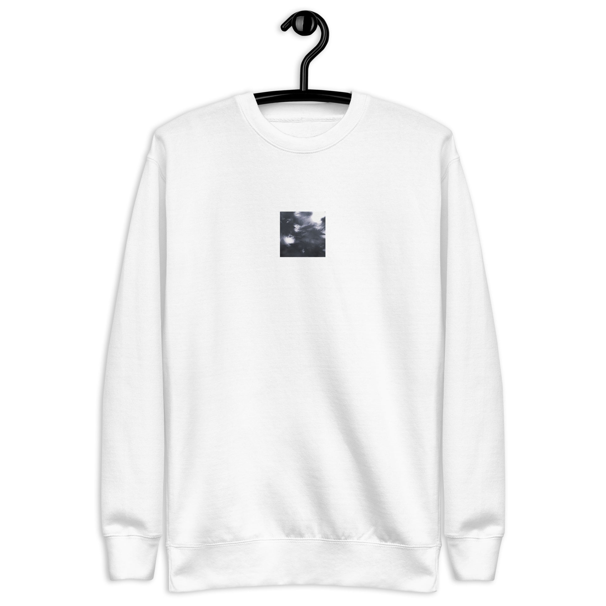 Maple Abstraction Botanical B&W Art – Unisex Premium Sweatshirt, White, Front View