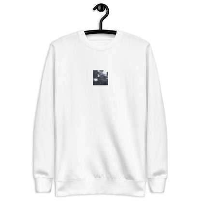 Maple Abstraction Botanical B&W Art – Unisex Premium Sweatshirt, White, Front View