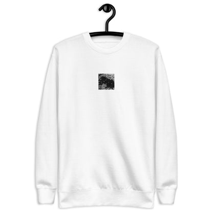 Cherry Blossoms (B&W) Art – Unisex Premium Sweatshirt, White, Front View