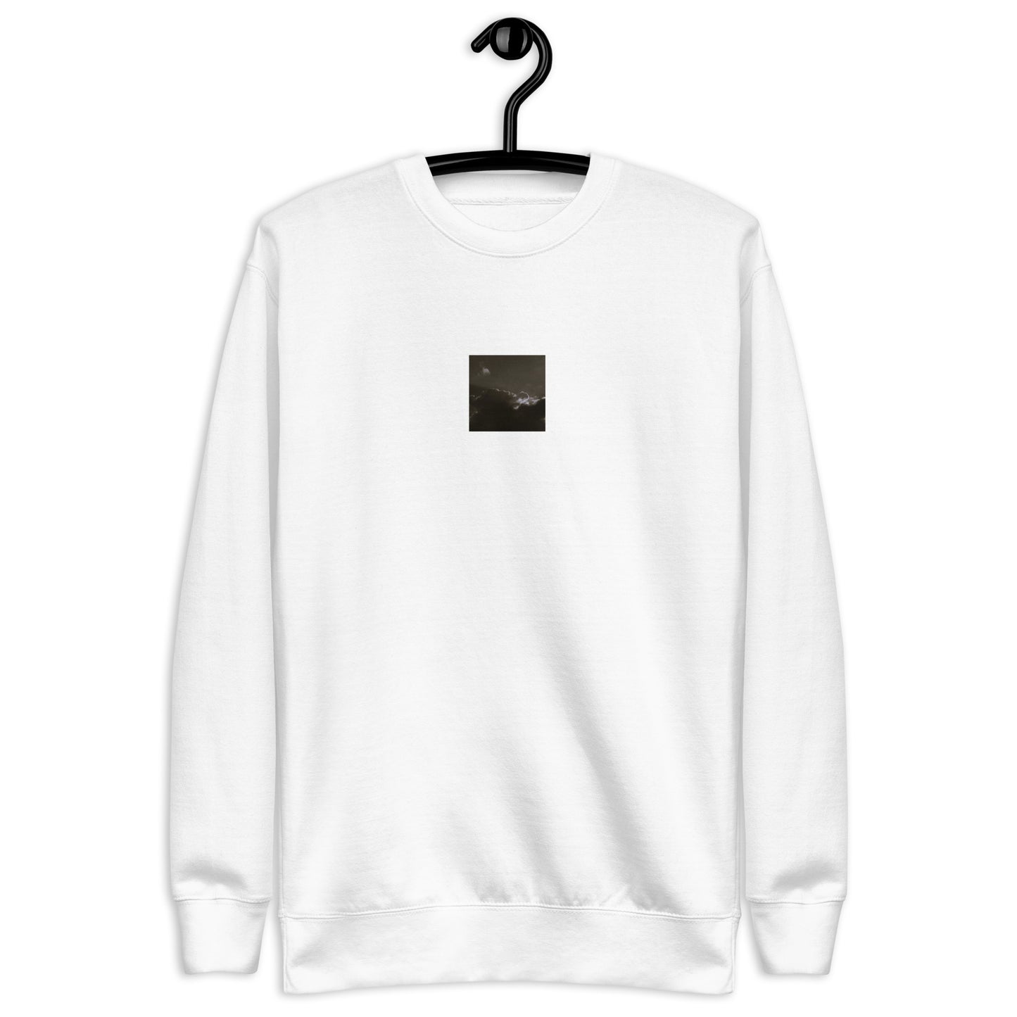 Light Rays through Clouds (B&W) - Unisex Premium Sweatshirt, White, Front View
