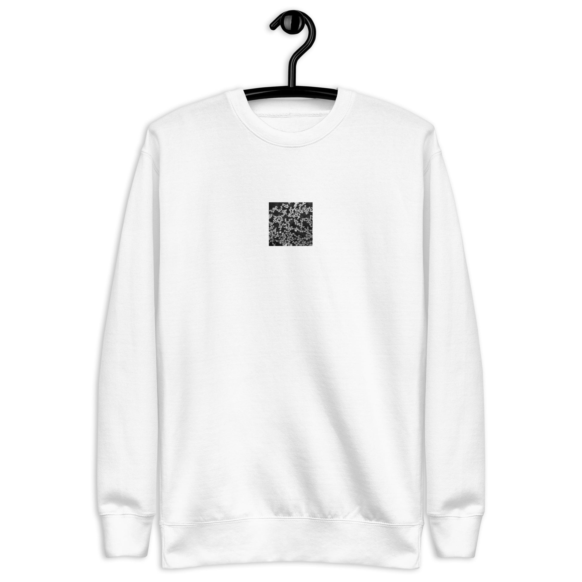 Cherry Blossom Petals in Puddle (B&W) - Unisex Premium Sweatshirt, White