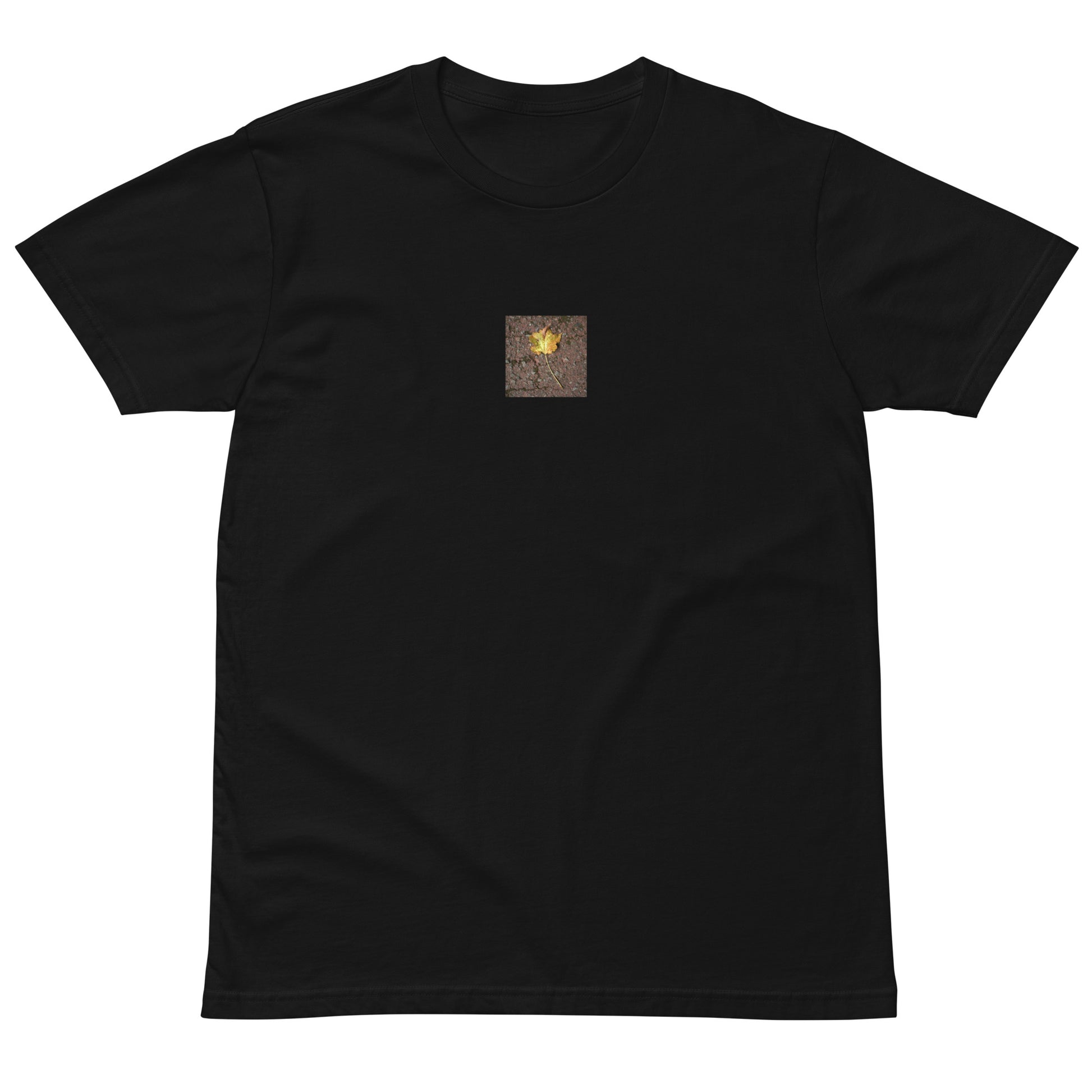 Maple Leaf Botanical Art – Unisex Premium T-Shirt, Black, Front View