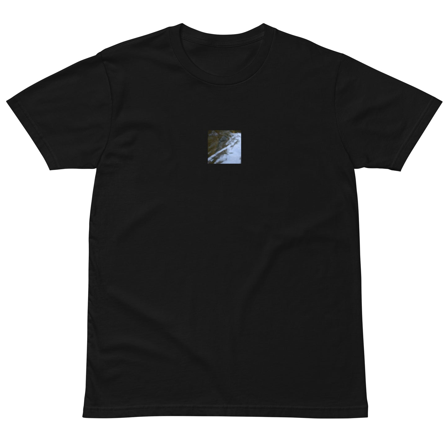 River Surface Botanical Art – Premium T-Shirt, Black, Front View