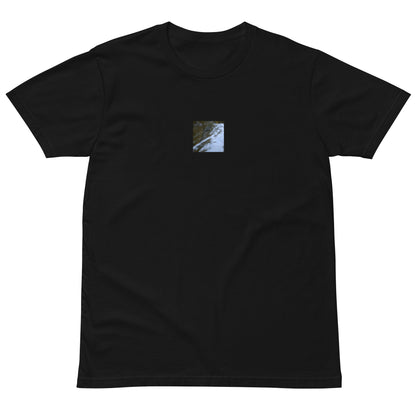 River Surface Botanical Art – Premium T-Shirt, Black, Front View