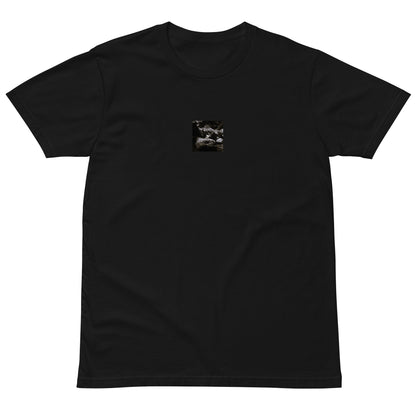 Plant on a Rock (B&W) Art – Premium T-Shirt, Black, Front View