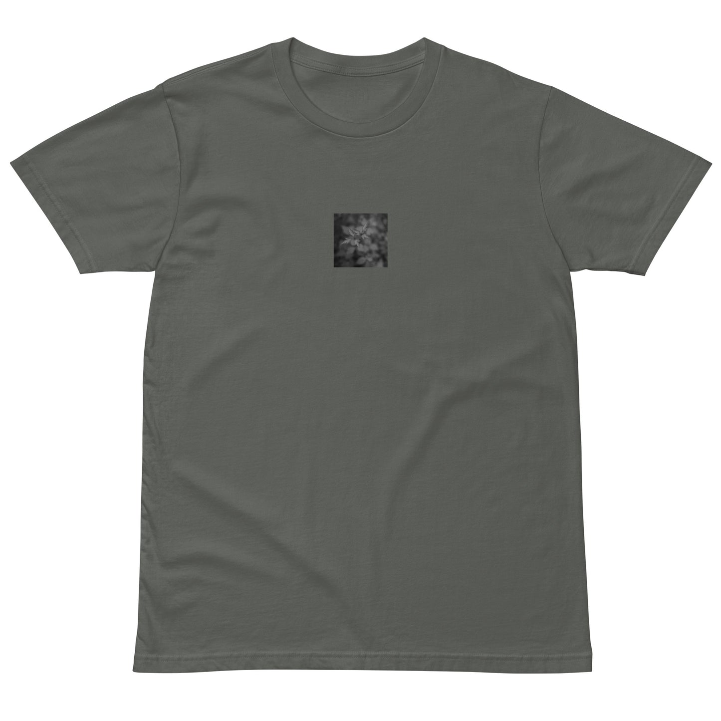Botanical Plant B&W Art – Unisex Premium T-Shirt, Charcoal, Front View
