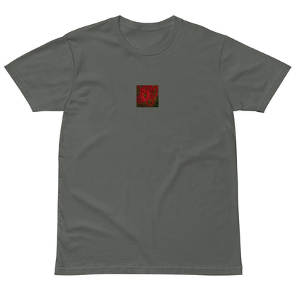 Red Spider Lily Botanical Art – Unisex Premium T-Shirt, Charcoal, Front View