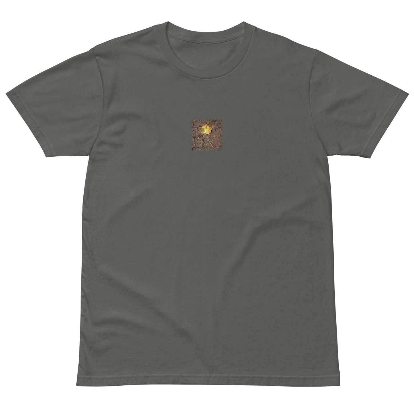 Maple Leaf Botanical Art – Unisex Premium T-Shirt, Charcoal, Front View