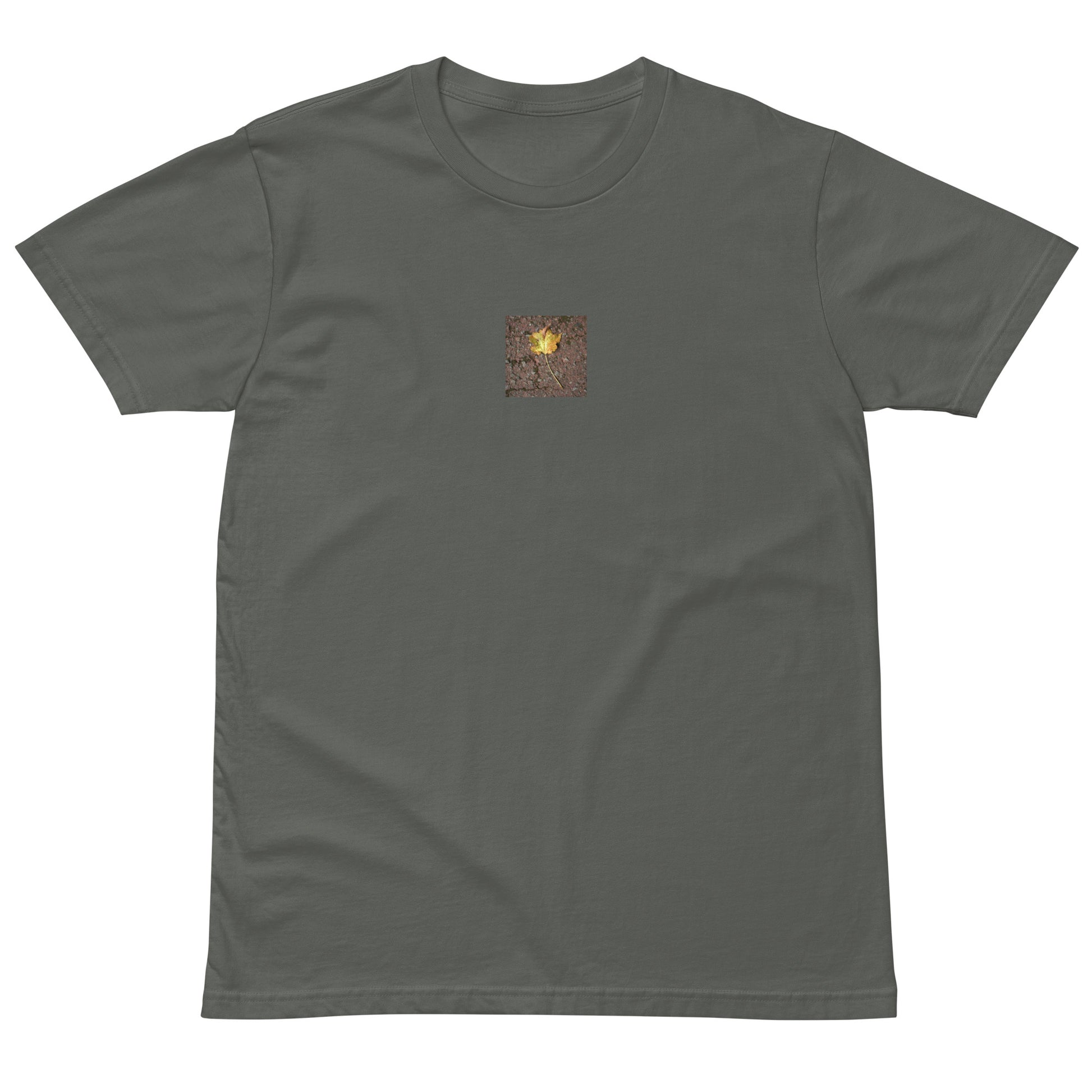 Maple Leaf Botanical Art – Unisex Premium T-Shirt, Charcoal, Front View