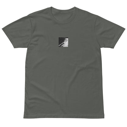 River Surface Botanical B&W Art – Unisex Premium T-Shirt, Charcoal, Front View