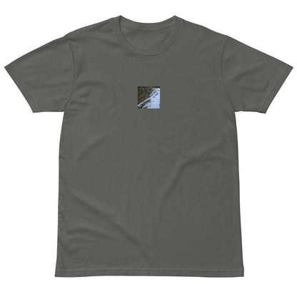 River Surface Botanical Art – Premium T-Shirt, Charcoal, Front View