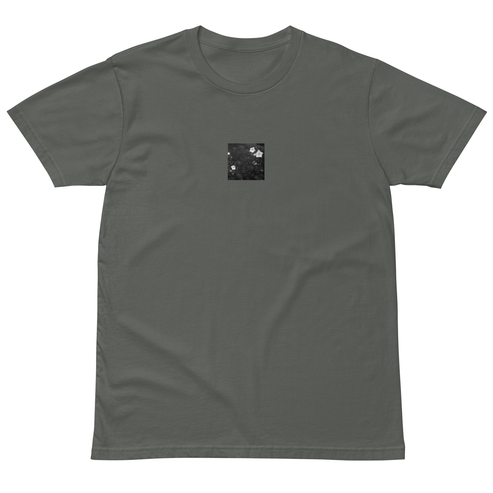 Balloon Flower (B&W) - Premium T-Shirt, Charcoal, Front View