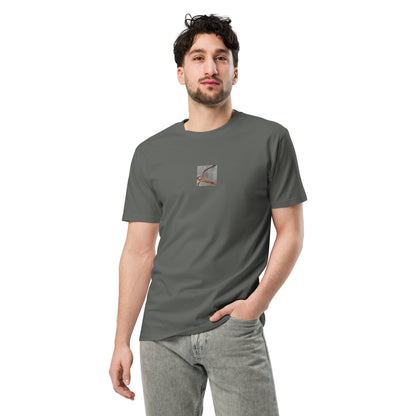 Minimalist streetwear style premium T-shirt in charcoal featuring the 'Anchor' photo art on the front. / モードストリート系プレミアムTシャツ（チャコール）フロントに「アンカー（錨）」のフォトアートを配したデザイン。