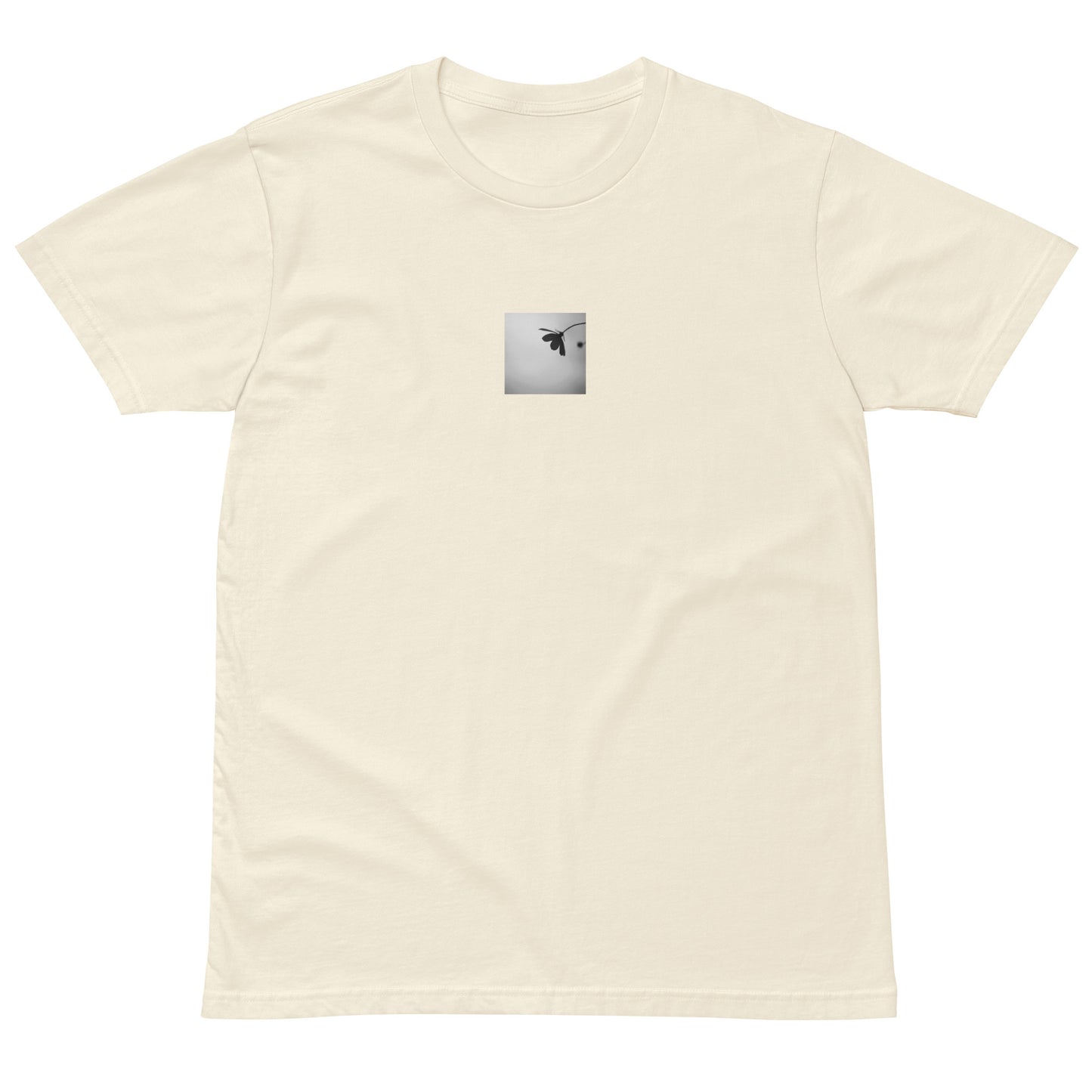 Cosmos Flower Botanical B&W Art – Unisex Premium T-Shirt, Natural, Front View