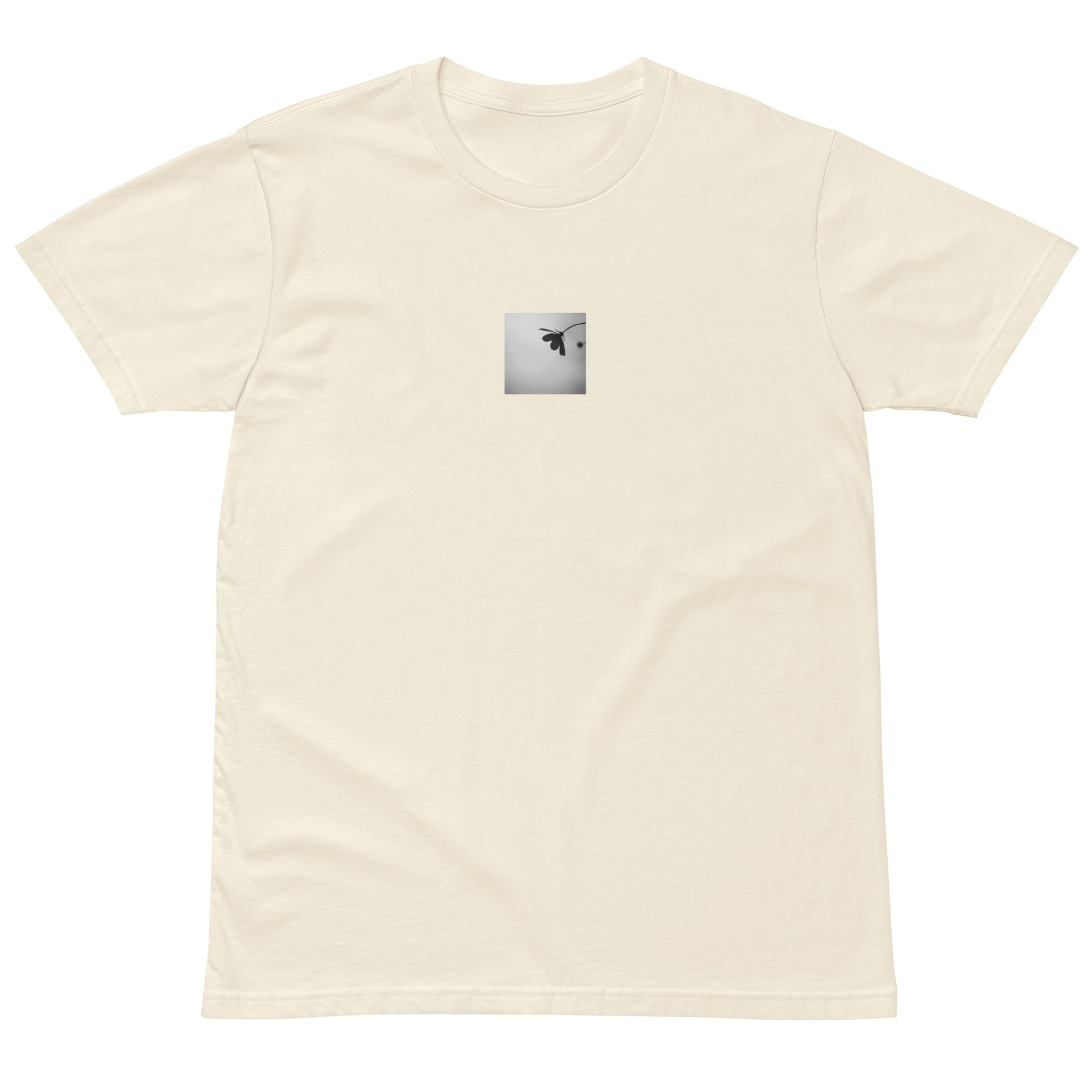 Cosmos Flower Botanical B&W Art – Unisex Premium T-Shirt, Natural, Front View