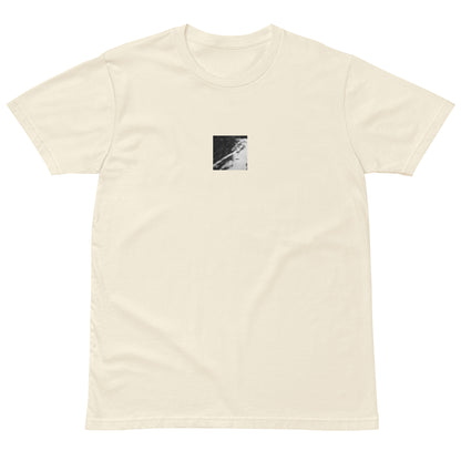 River Surface Botanical B&W Art – Unisex Premium T-Shirt, Natural, Front View
