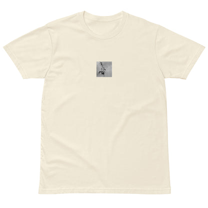 Minimalist streetwear style premium T-shirt in natural featuring the 'Tree Branches (B&W)' photo art on the front. / モードストリート系プレミアムTシャツ（ナチュラル）フロントに「木の枝（モノクロ）」のフォトアートを配したデザイン。