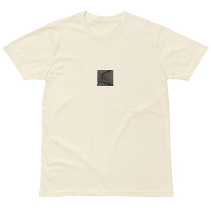 Minimalist streetwear style premium T-shirt in natural featuring the 'Anchor (B&W)' photo art on the front. / モードストリート系プレミアムTシャツ（ナチュラル）フロントに「アンカー（錨・モノクロ）」のフォトアートを配したデザイン。