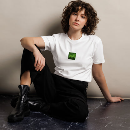 Premium T-Shirt in White – plants botanical art print, front view
