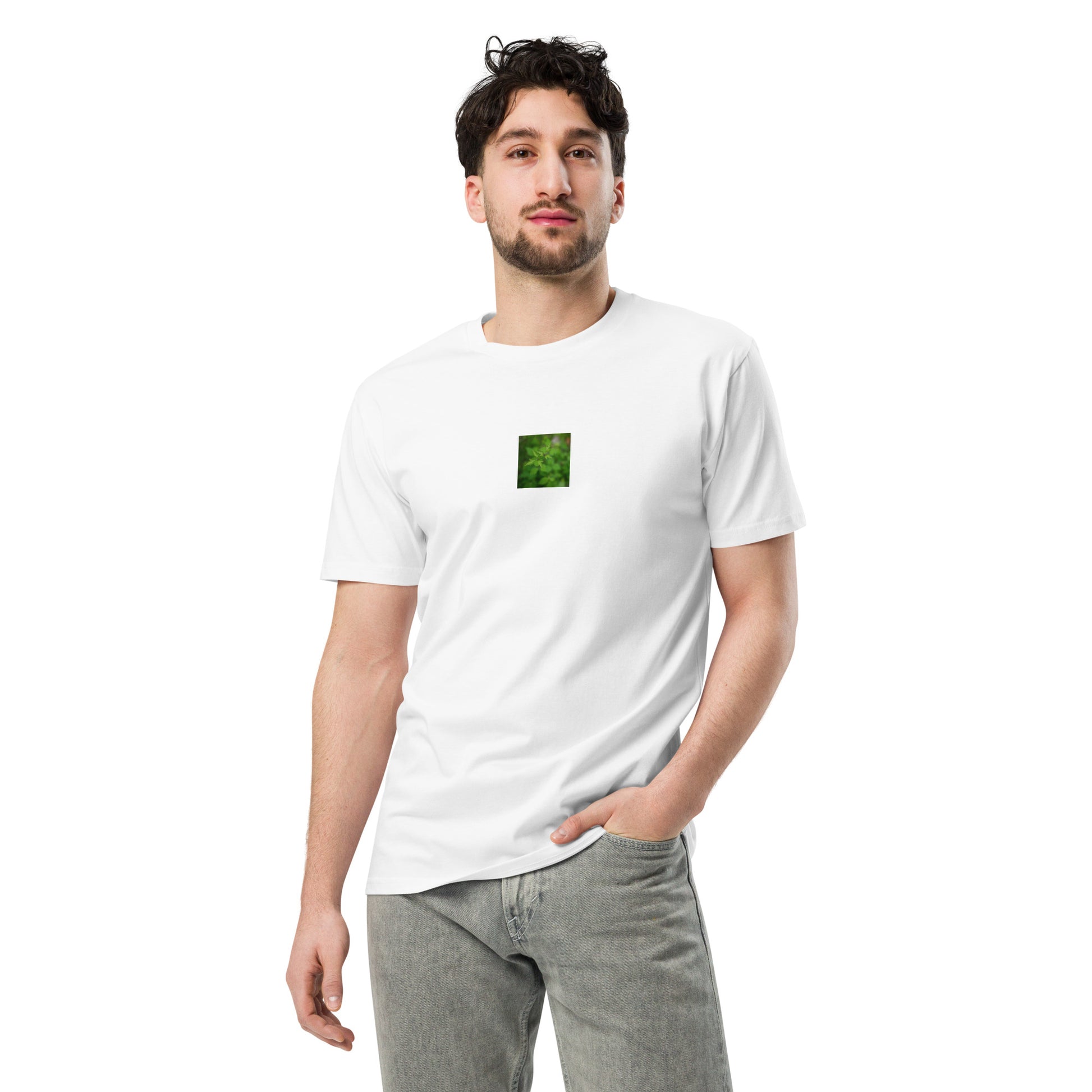 Botanical Plant Art – Unisex Premium T-Shirt, White, Front View
