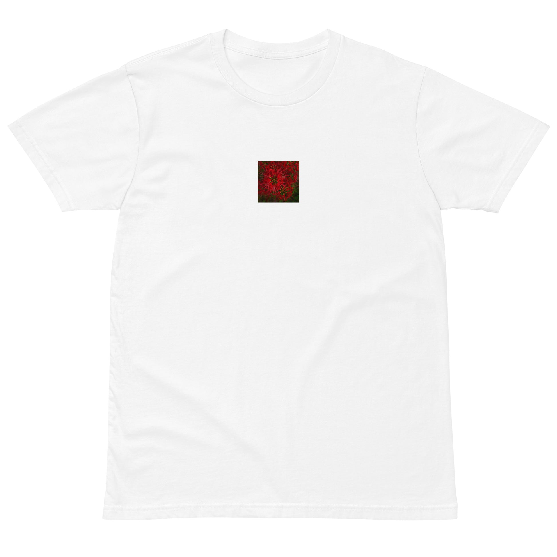 Red Spider Lily Botanical Art – Unisex Premium T-Shirt, White, Front View