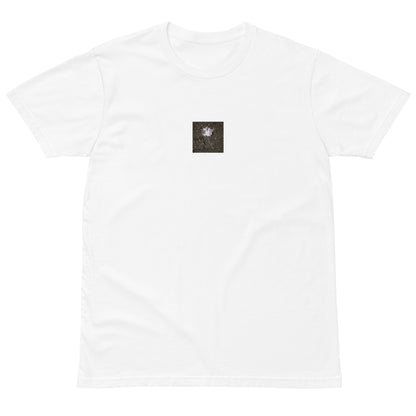 Maple Leaf Botanical B&W Art – Unisex Premium T-Shirt, White, Front View