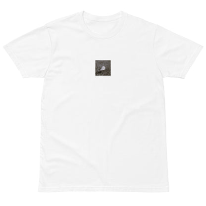 Yellow Fallen Leaf Botanical B&W Art – Unisex Premium T-Shirt, White, Front View