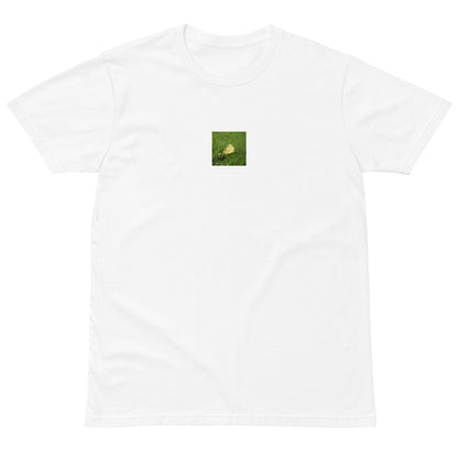 Yellow Fallen Leaf Botanical Art – Unisex Premium T-Shirt, White, Front View