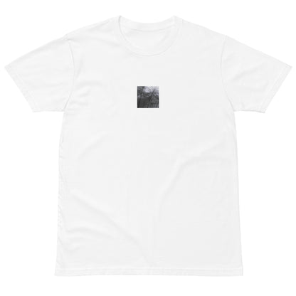 Silver Grass Cluster Botanical B&W Art – Unisex Premium T-Shirt, White, Front View