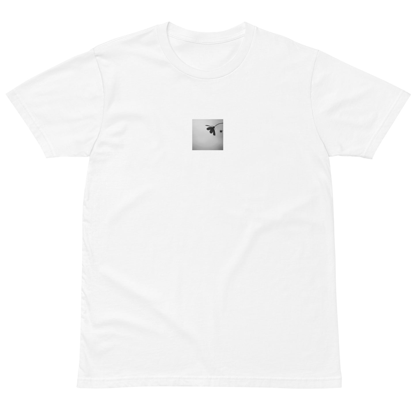Cosmos Flower Botanical B&W Art – Unisex Premium T-Shirt, White, Front View