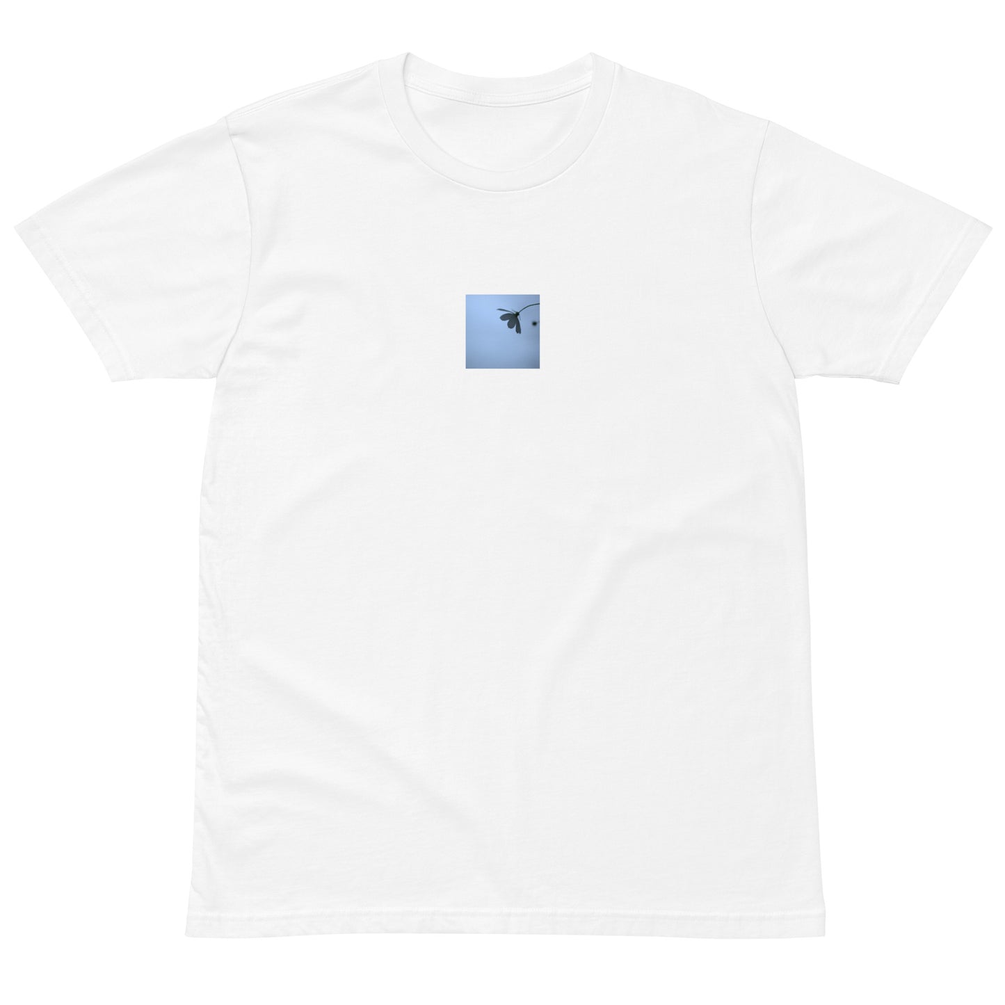 Cosmos Flower Botanical Art – Unisex Premium T-Shirt, White, Front View