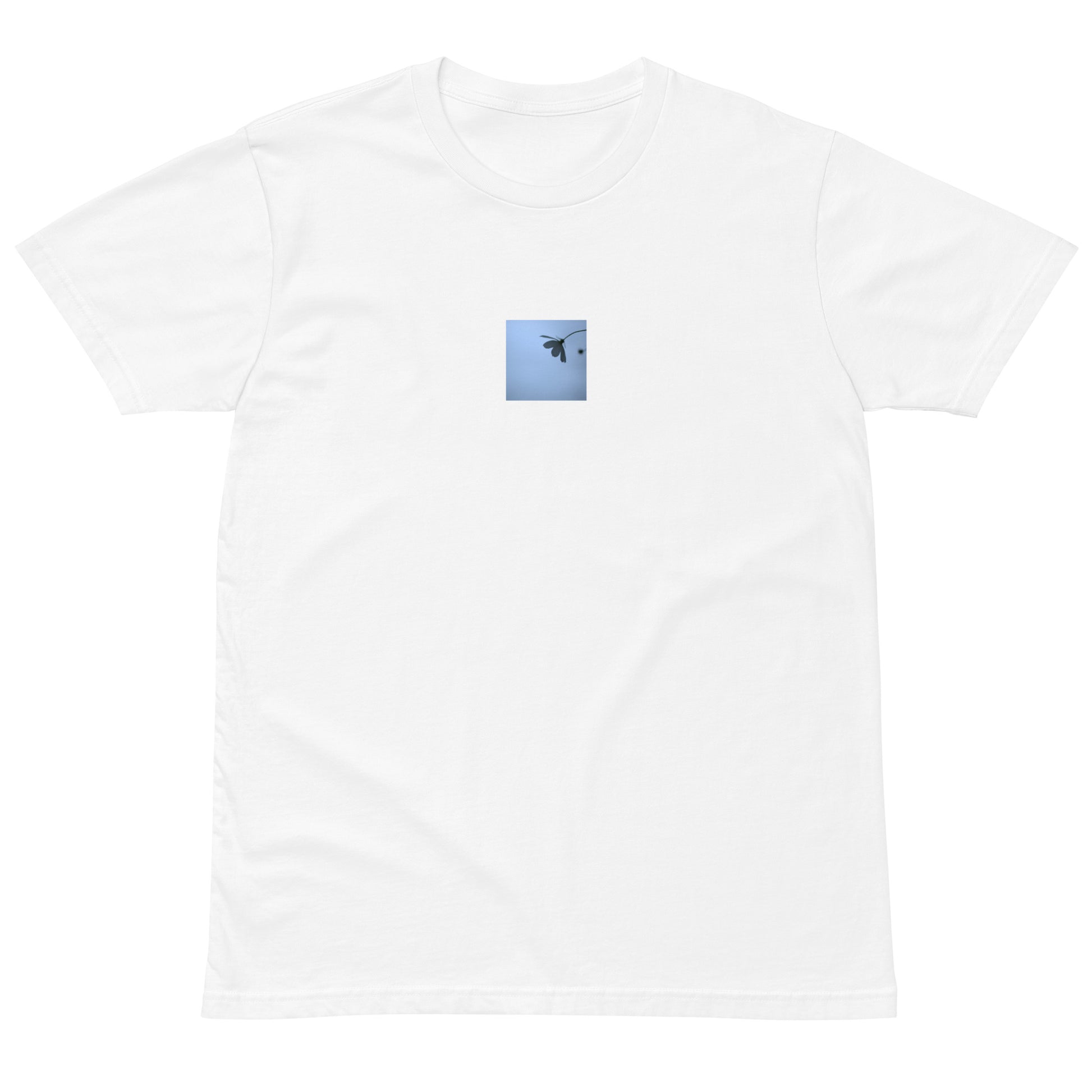 Cosmos Flower Botanical Art – Unisex Premium T-Shirt, White, Front View