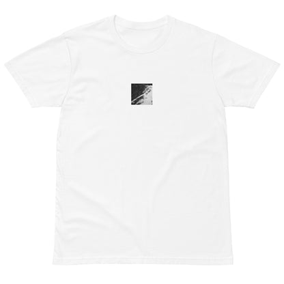 River Surface Botanical B&W Art – Unisex Premium T-Shirt, White, Front View